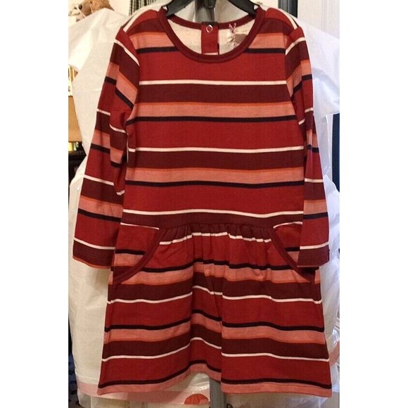 Pumpkin Patch Girls Burgundy Pink Stripe Fleece Pocket Dress Size 4 NWT! Cute! - Picture 1 of 9